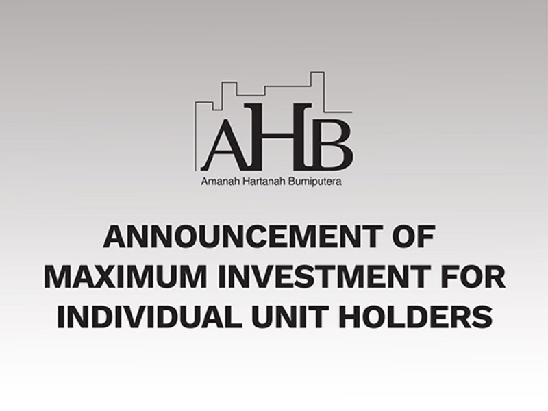 Announcement of Maximum Investment for Individual Unit Holders